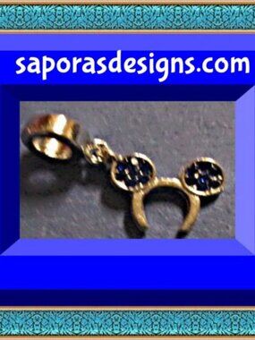 Tibetan Silver Mickey Mouse Theme Charm With Blue Crystals